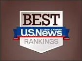Logo featuring Best U.S. News Rankings in bold text. The design includes a red, white, and blue color scheme on a brown background.